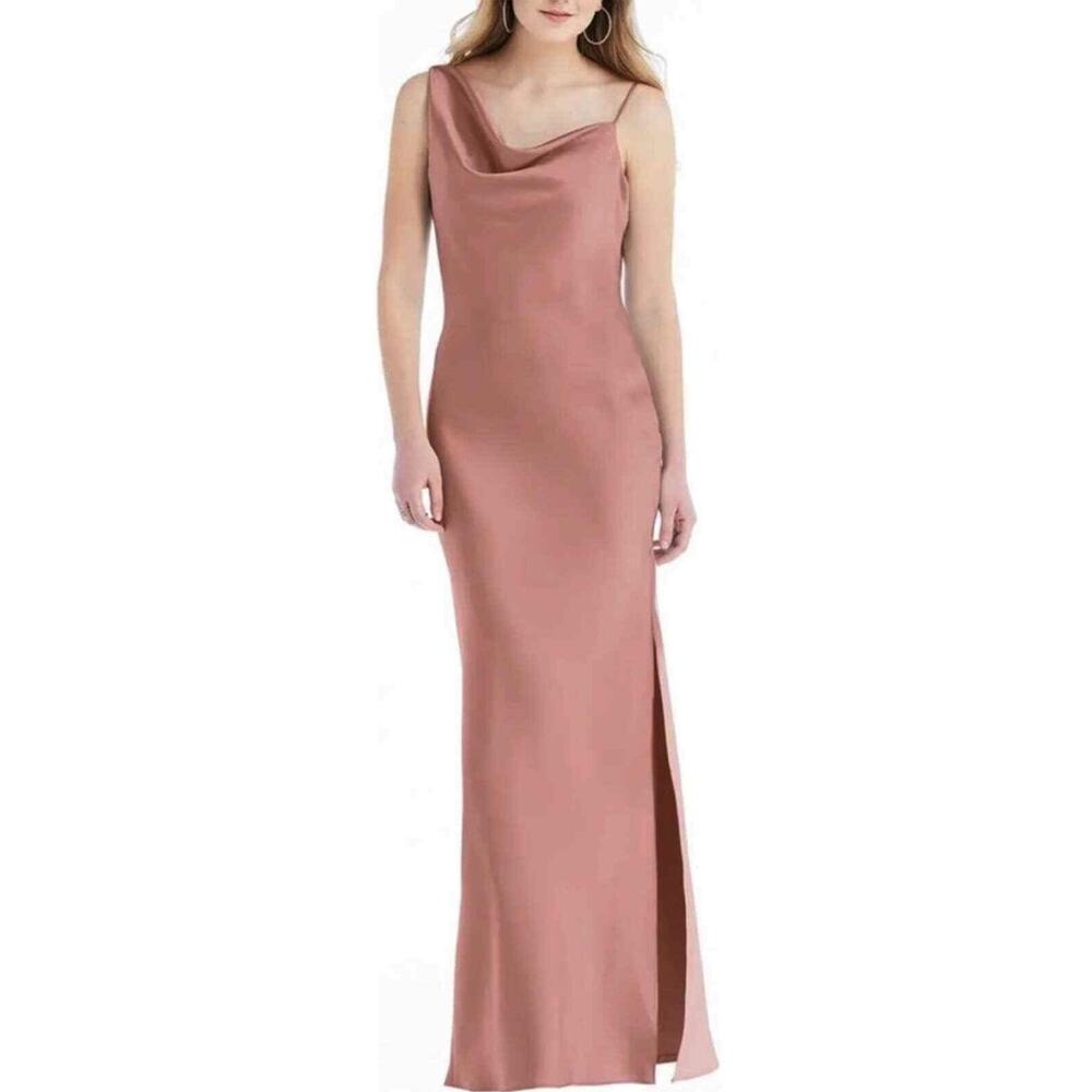 Social Bridesmaid Maxi Dress Large Formal Gown Rose Gold Prom Wedding Guest